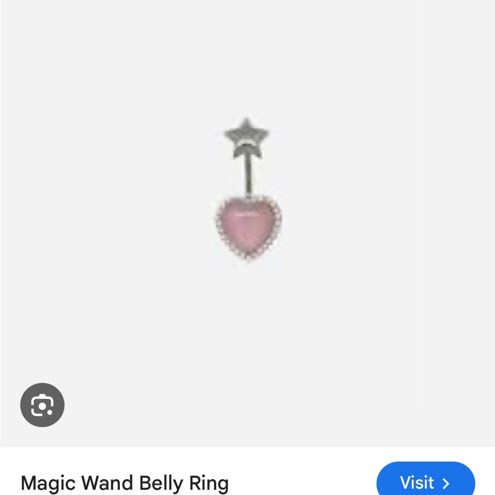 Sandy Liang Pink and Silver Heart belly button ring